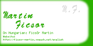 martin ficsor business card